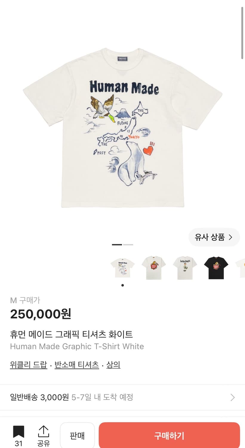 휴먼 메이드 그래픽 티셔츠 화이트 상품이미지1