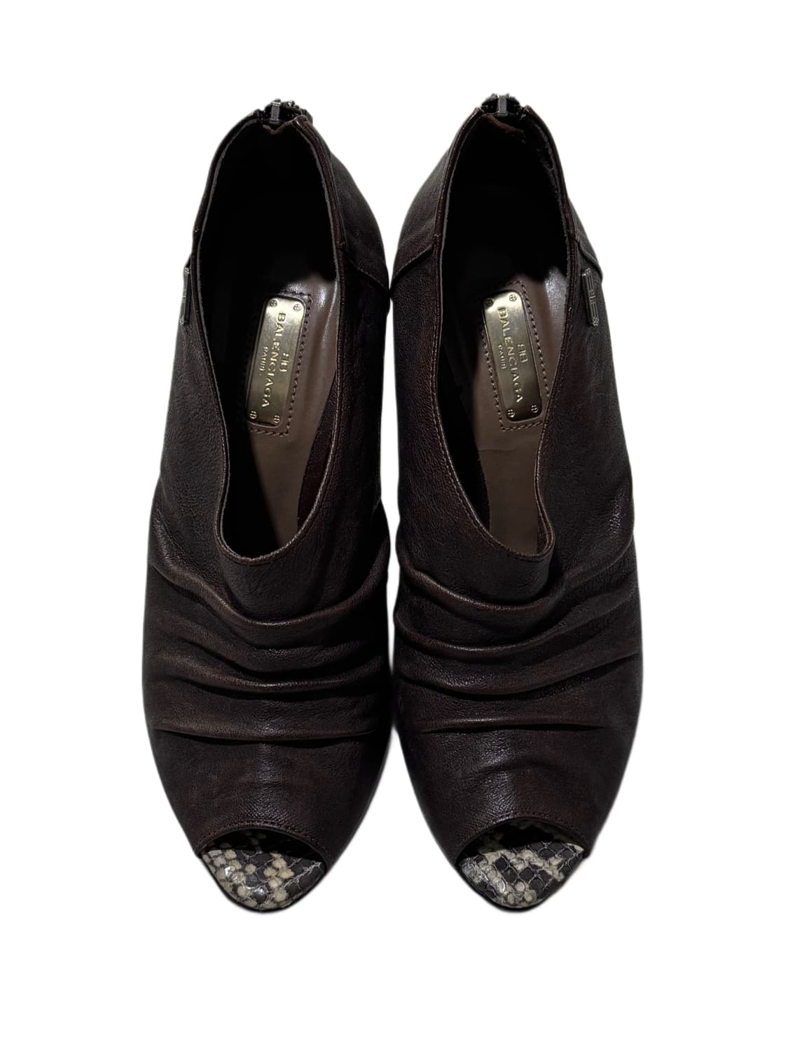 발렌시아가 오픈 토 레더 파이톤 힐 상품이미지5