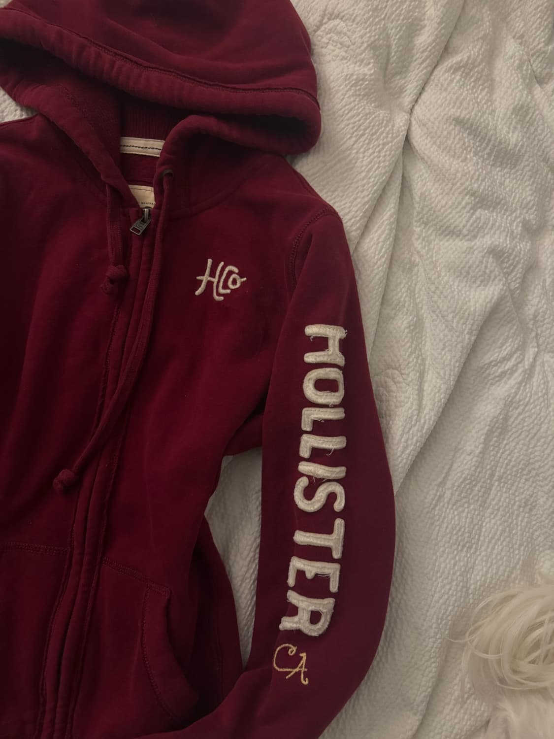 홀리스터 화이트 + 버건디 후드집업 상품이미지2
