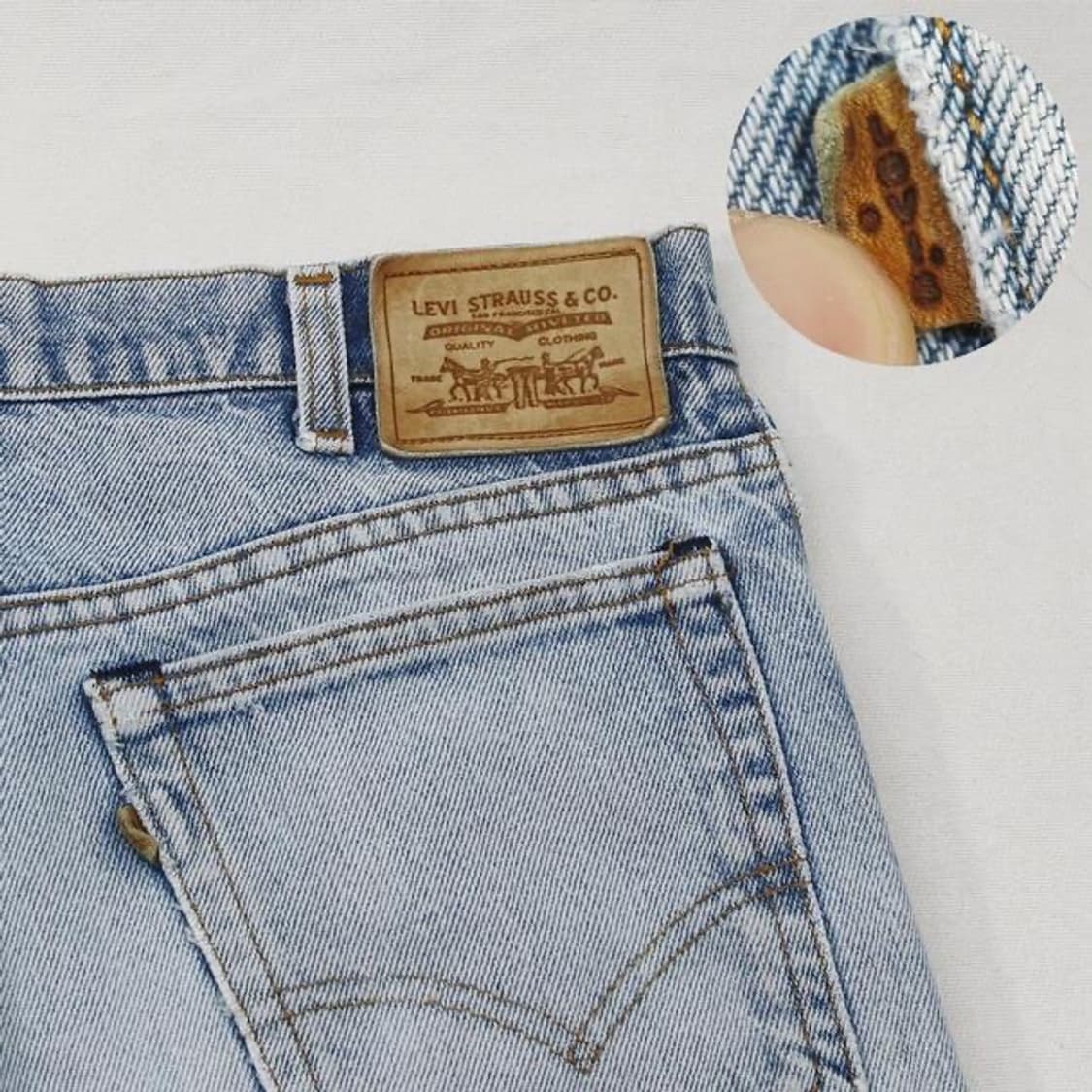 (착용컷) 90‘s 리바이스 레더탭 커팅 데님 반바지  상품이미지10