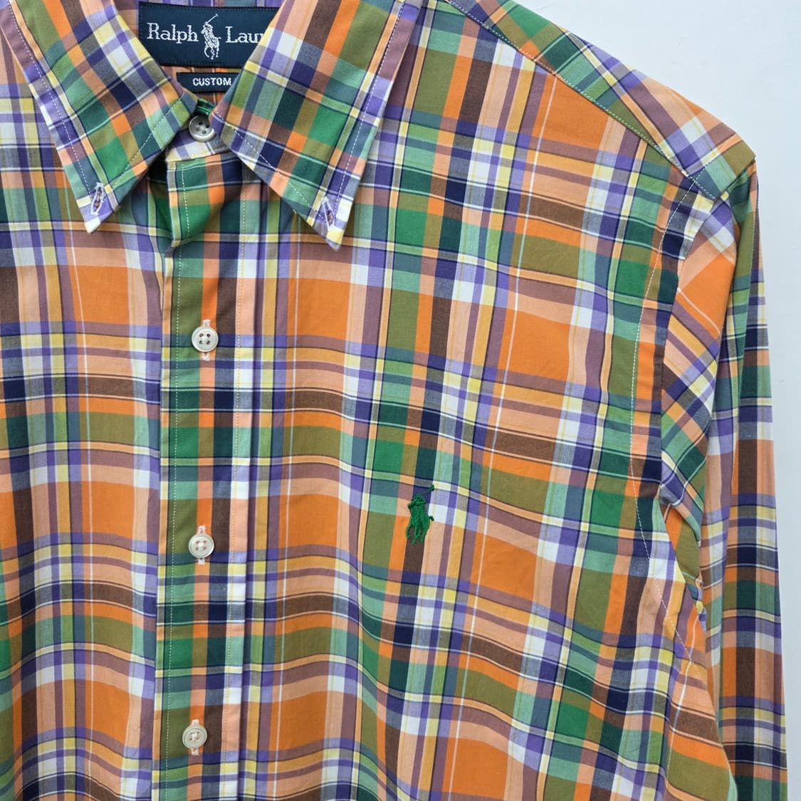 폴로 랄프로렌 오렌지 체크 긴팔 셔츠 남m 상품이미지3