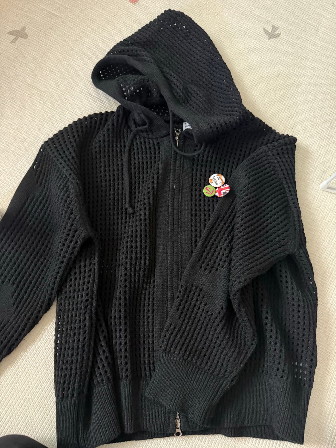 크로스 메쉬 후드집업 블랙 m 상품이미지4