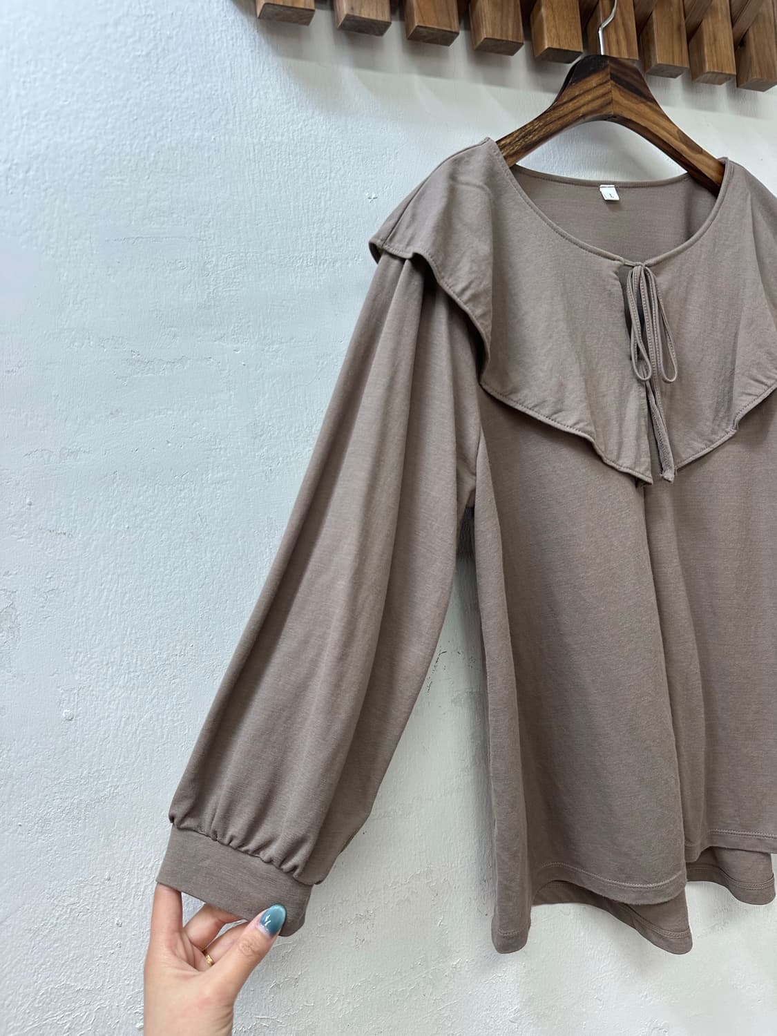 일본빈티지 브라운 세일러카라 루즈핏 리본 디테일 블라우스 상품이미지3