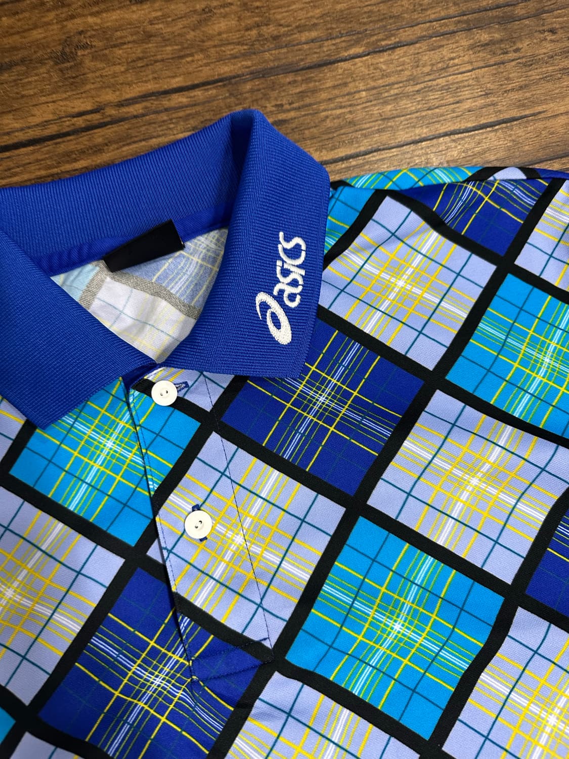 아식스 남성 체크 반팔 카라티 L 새제품 상품이미지2