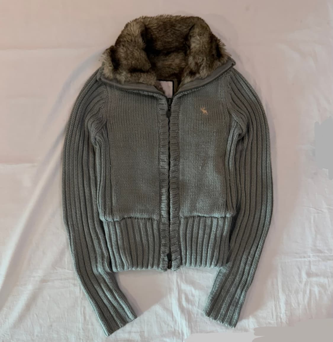 아베크롬비 투웨이 울 캐시미어 울프죠 퍼 니트집업 상품이미지1