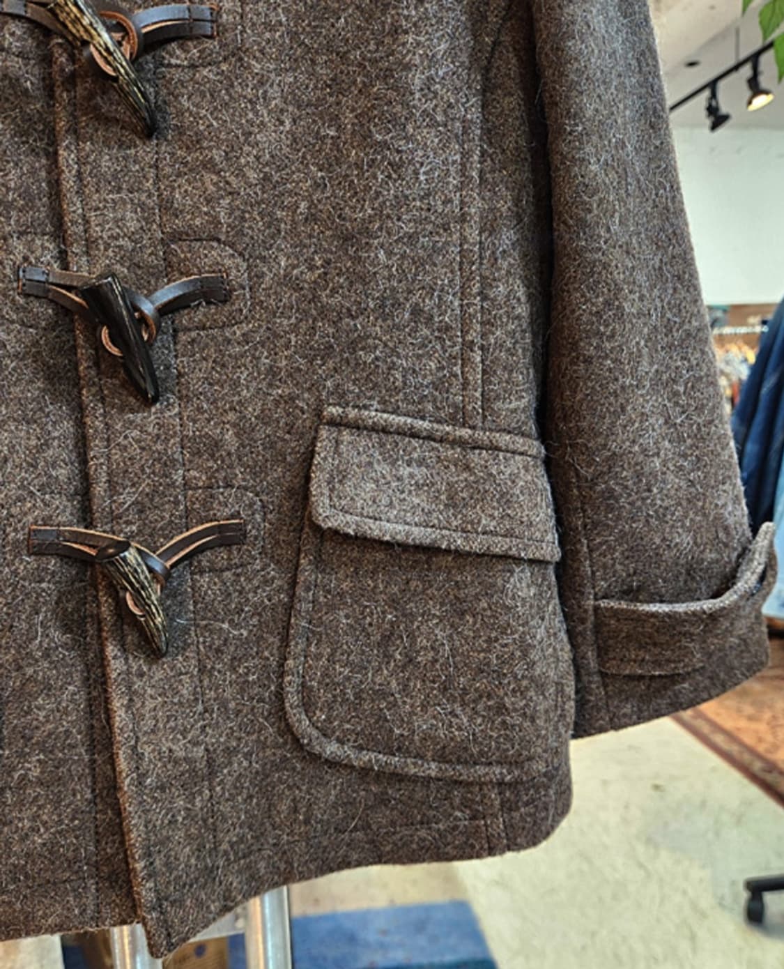 유니버셜 랭귀지 울 모헤어 알파카 블렌드 더플 후드 숏 코트 상품이미지5