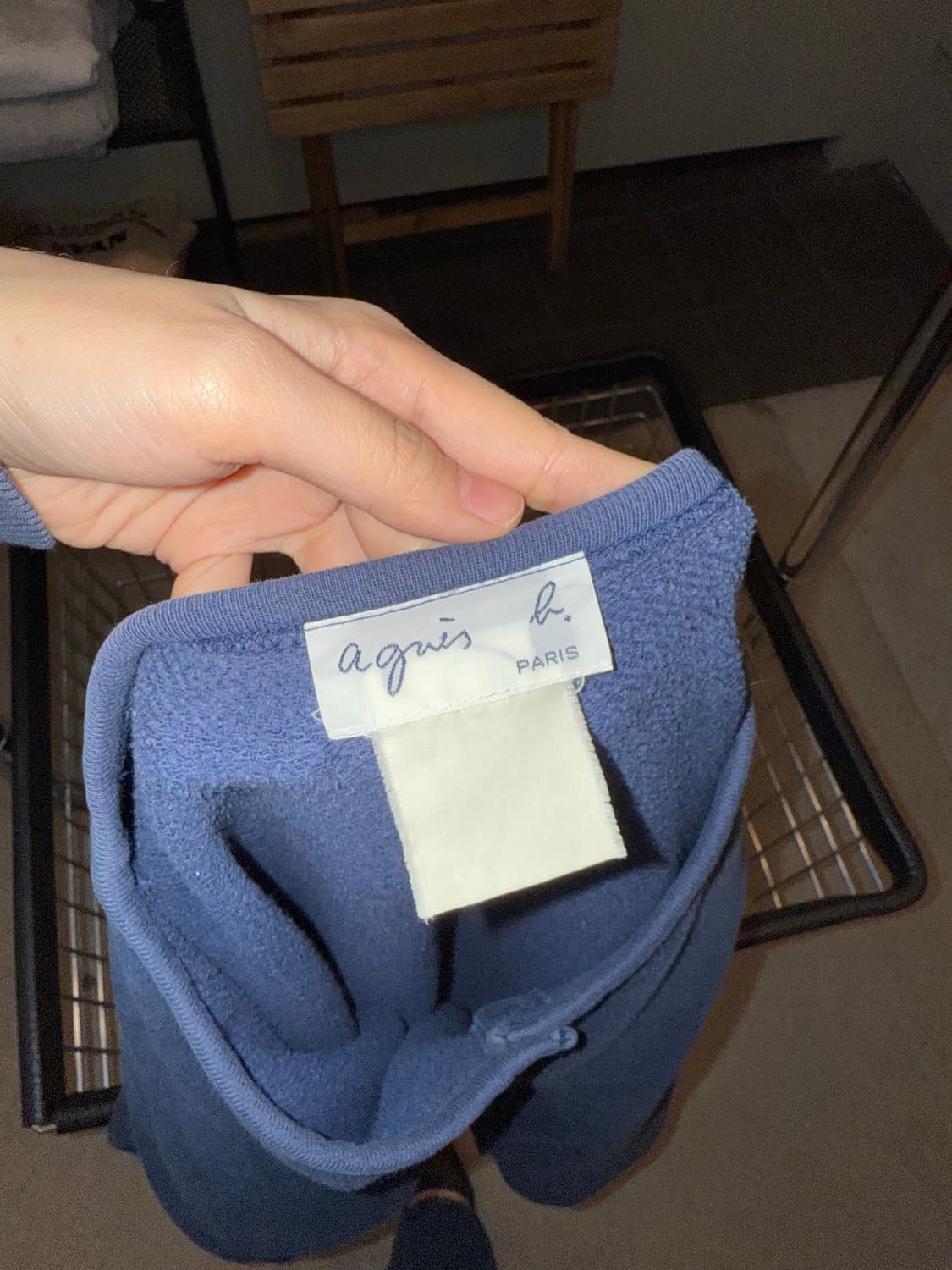 Agnes B navy snap-button fleece cardigan 상품이미지10