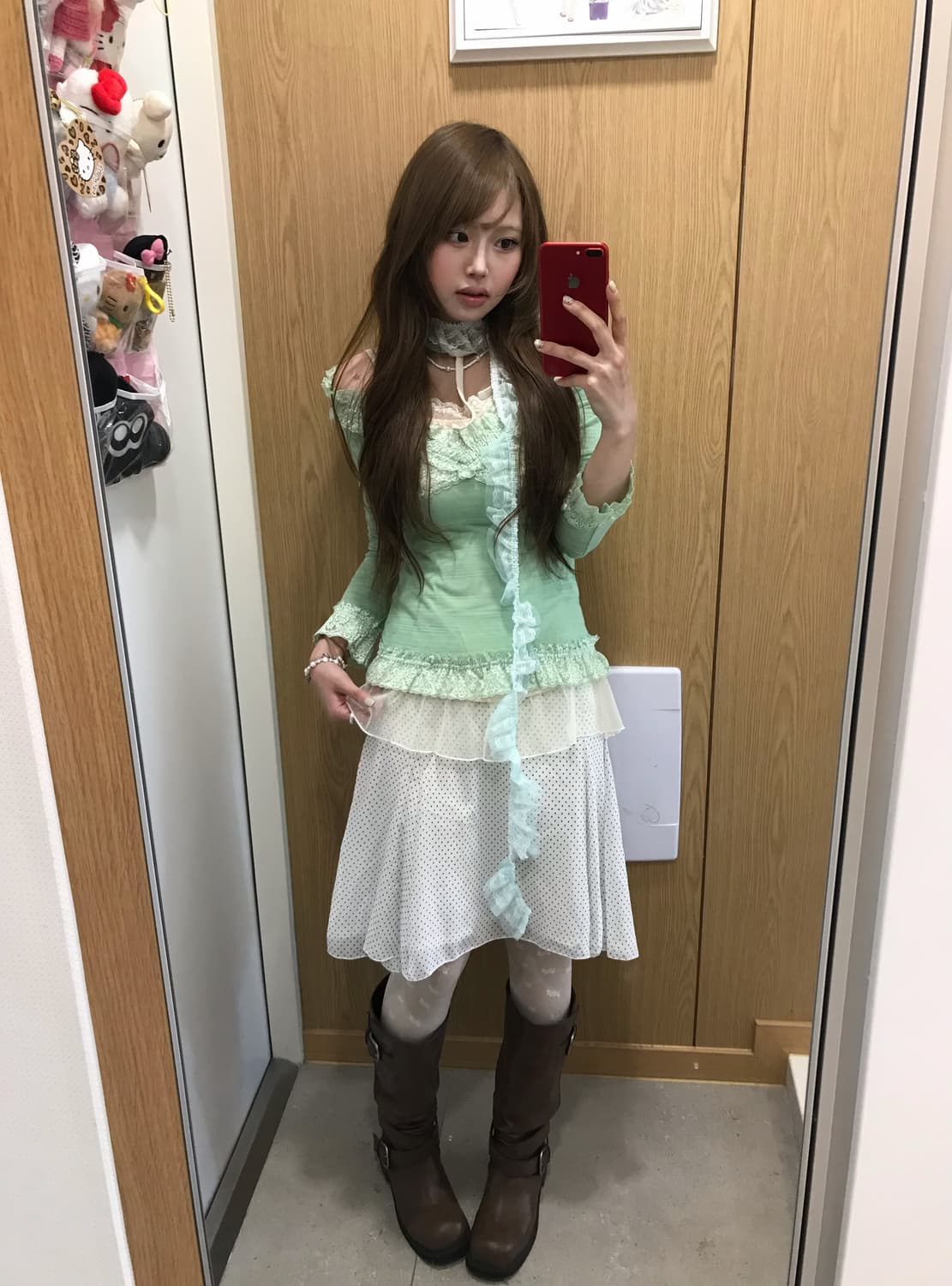 애플민트 페어리 레이스 도트 모리걸 코디세트 상품이미지3