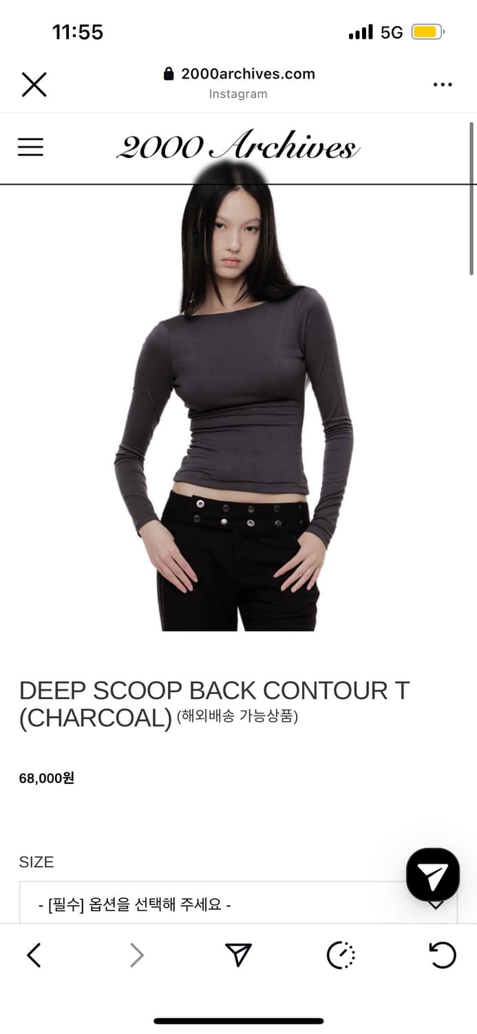 2000아카이브 컨투어 티 차콜 상품이미지1