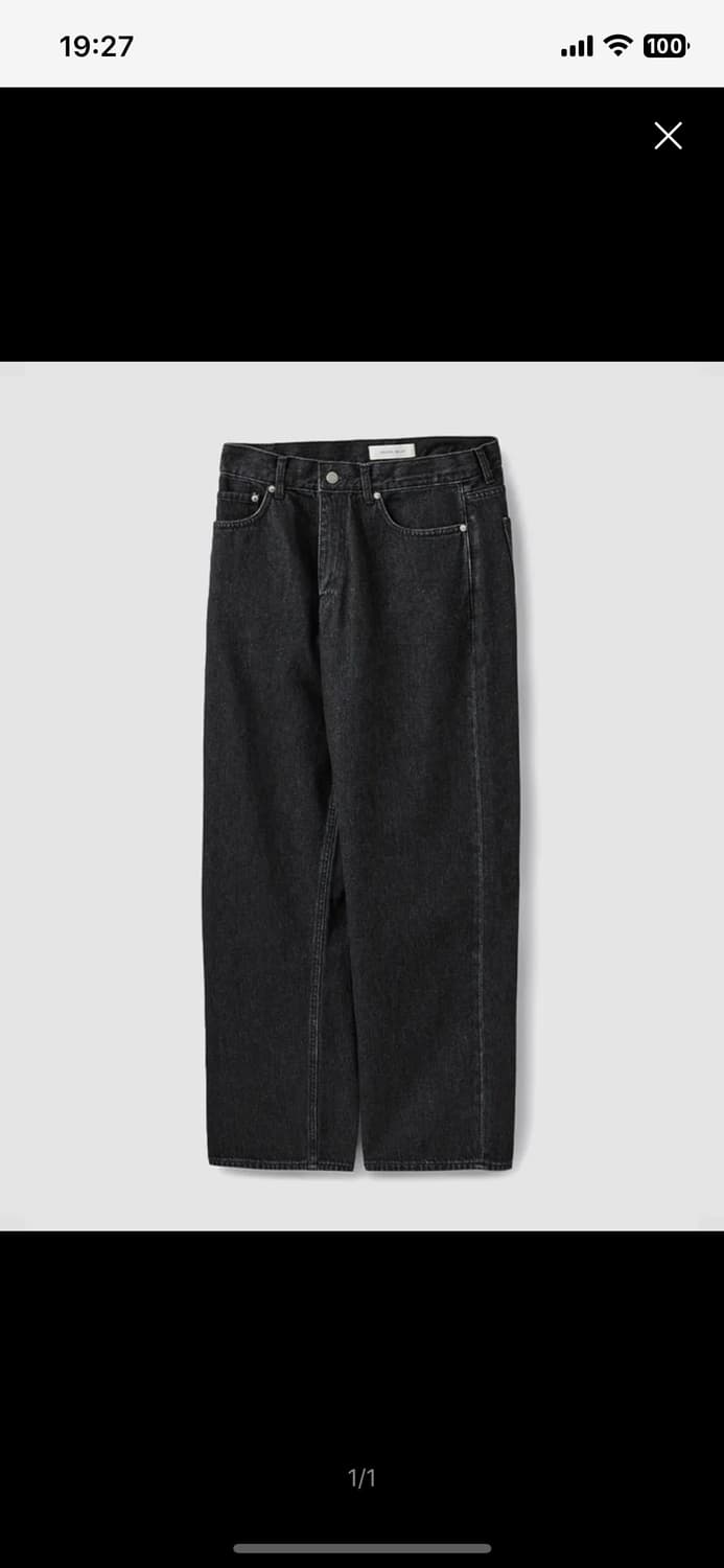 유니온블루 아콘 와이드 데님 팬츠  [WASHED BLACK] 상품이미지2