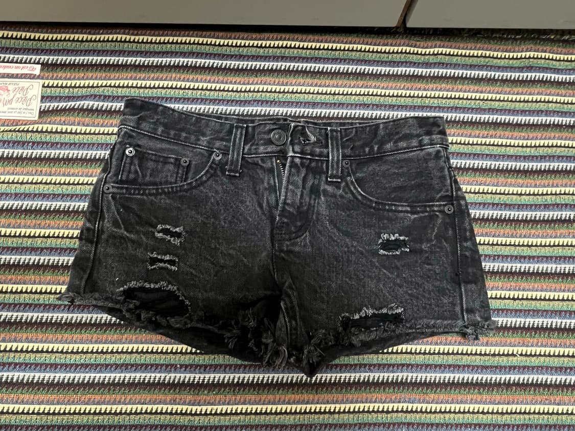 흑청 블랙 데님 팬츠 반바지 상품이미지1