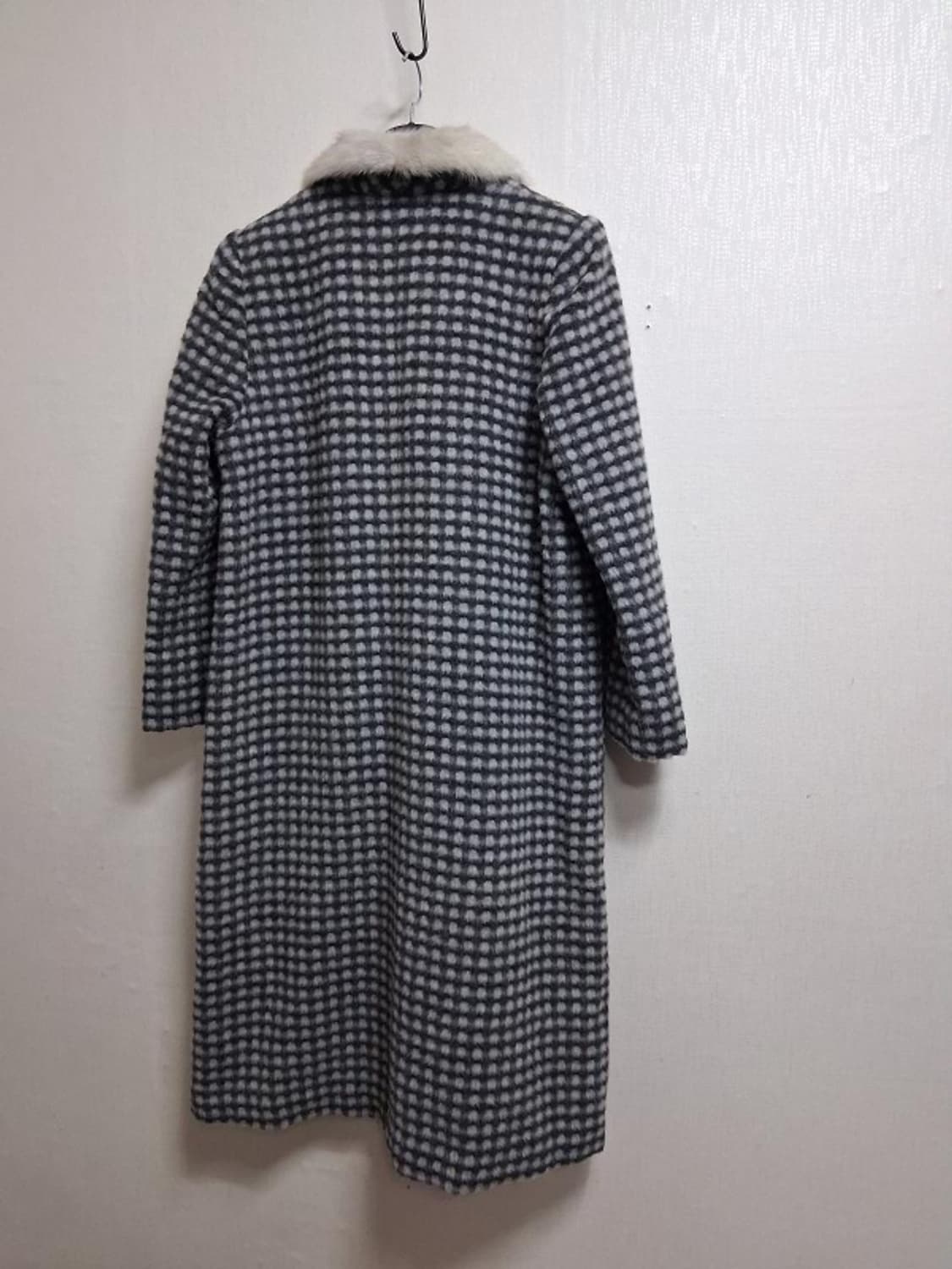 BELLE VOGUE 알파카롱코트 밍크카라 그레이검정체크 66 고품질 상품이미지2