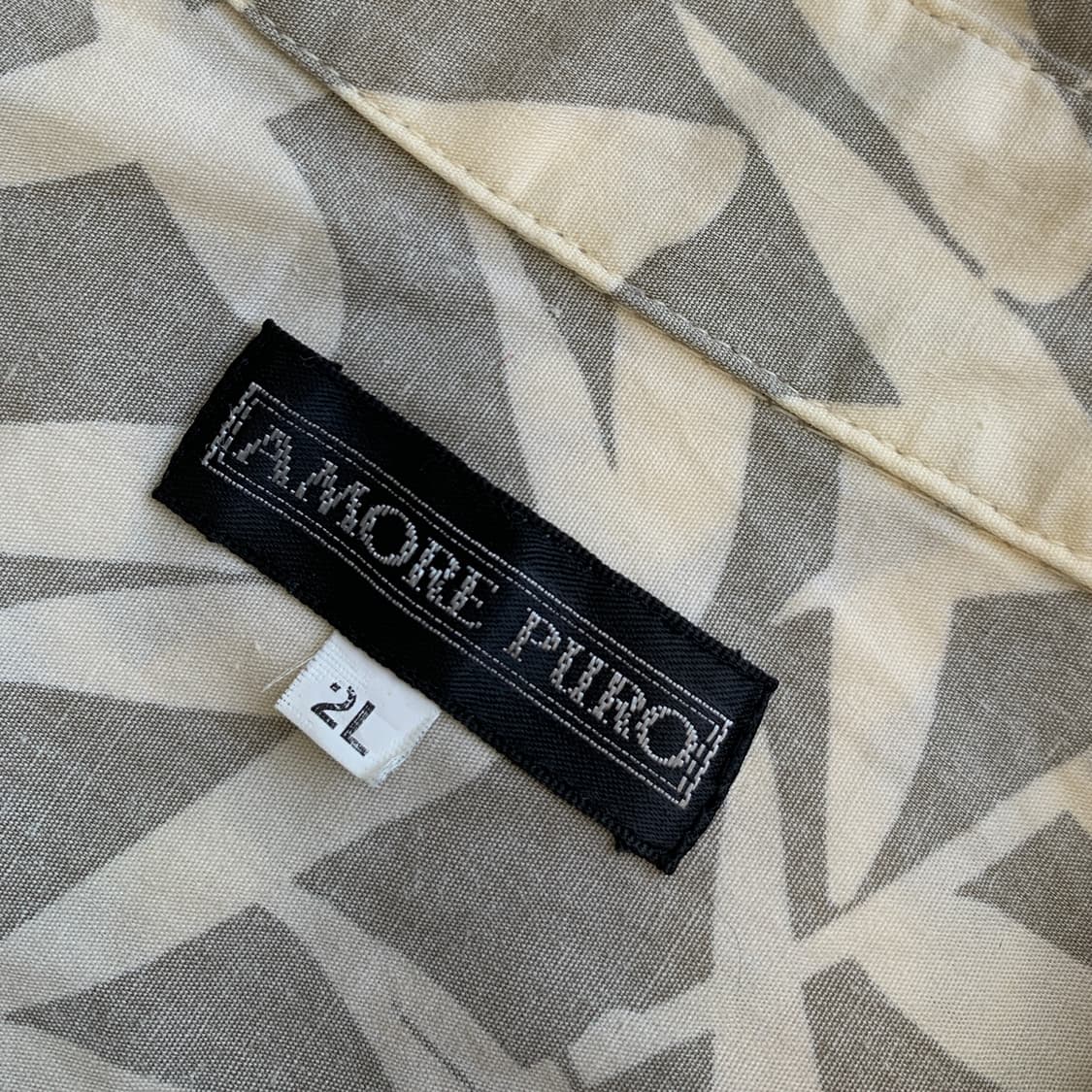 AMORE PURO 리프 패턴 베이지 하와이안 셔츠 1488 상품이미지5