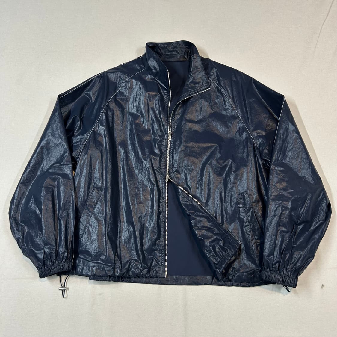 Free) 마땡킴 로고 코팅 점퍼 네이비 상품이미지1