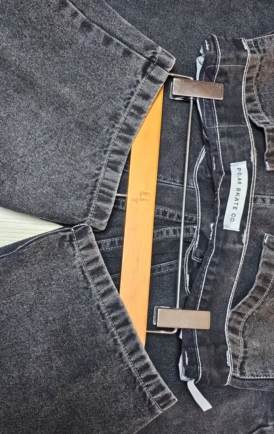 폴라스케이트 빅보이 진 실버블랙 워크팬츠 더블니 M 상품이미지4