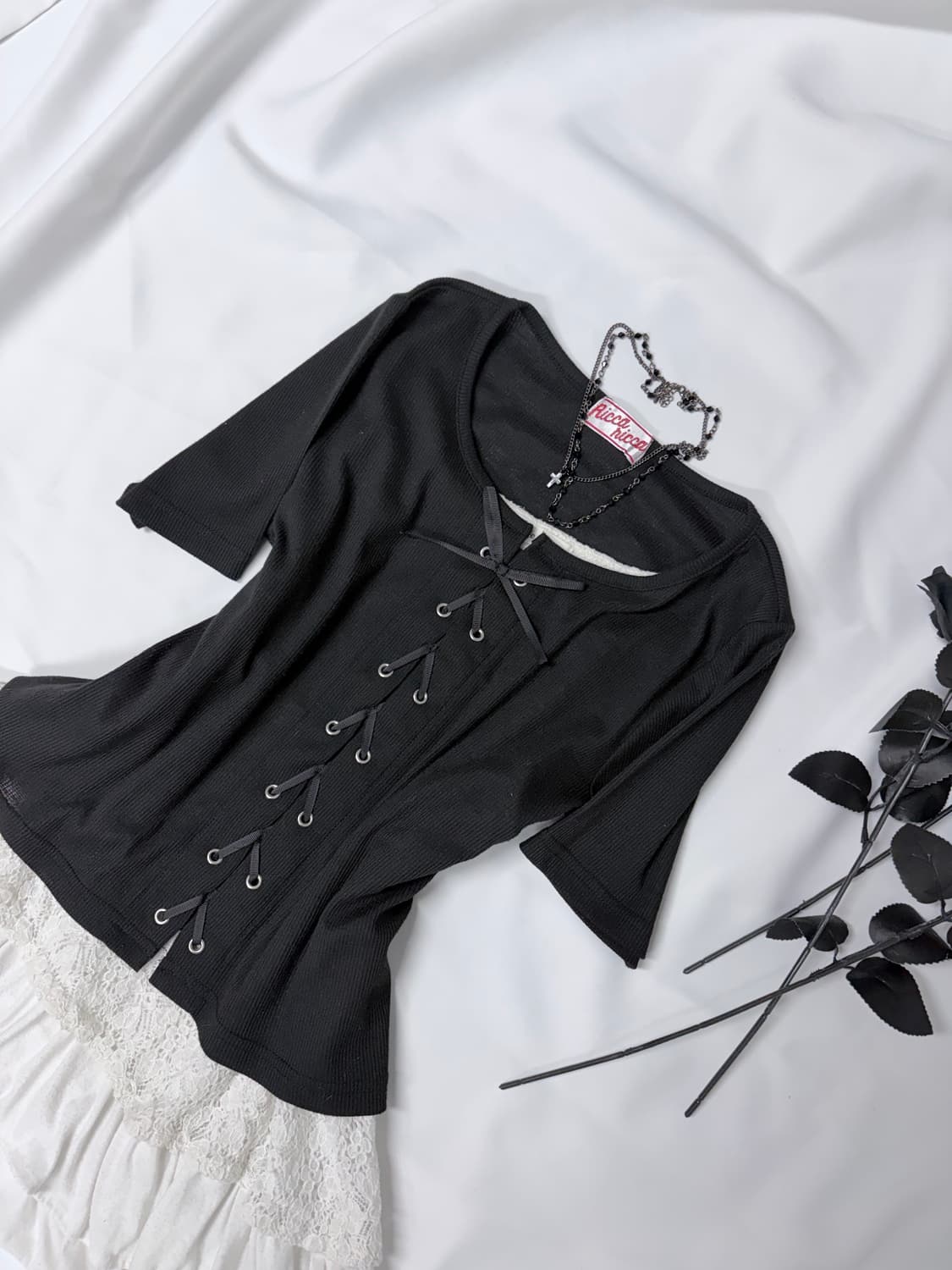 블랙 앤 화이트 데일리 공겜여주 리본 미니코디🖤🖤 상품이미지3
