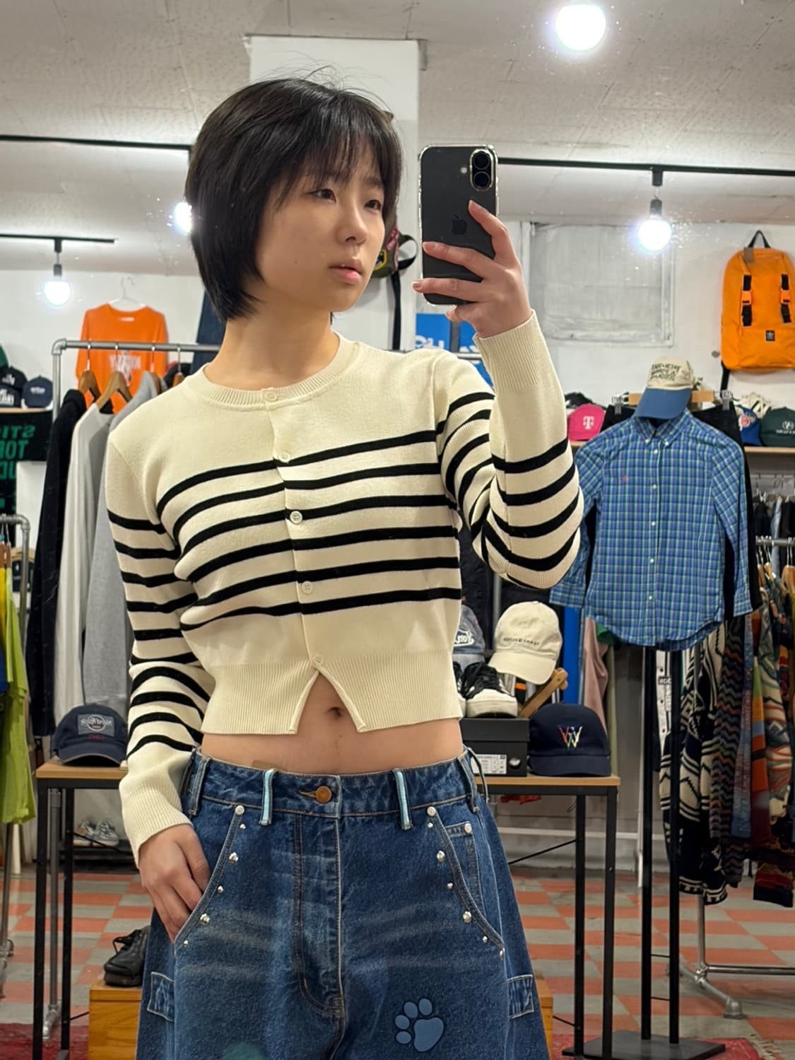 줄무늬 숏가디건 상품이미지1