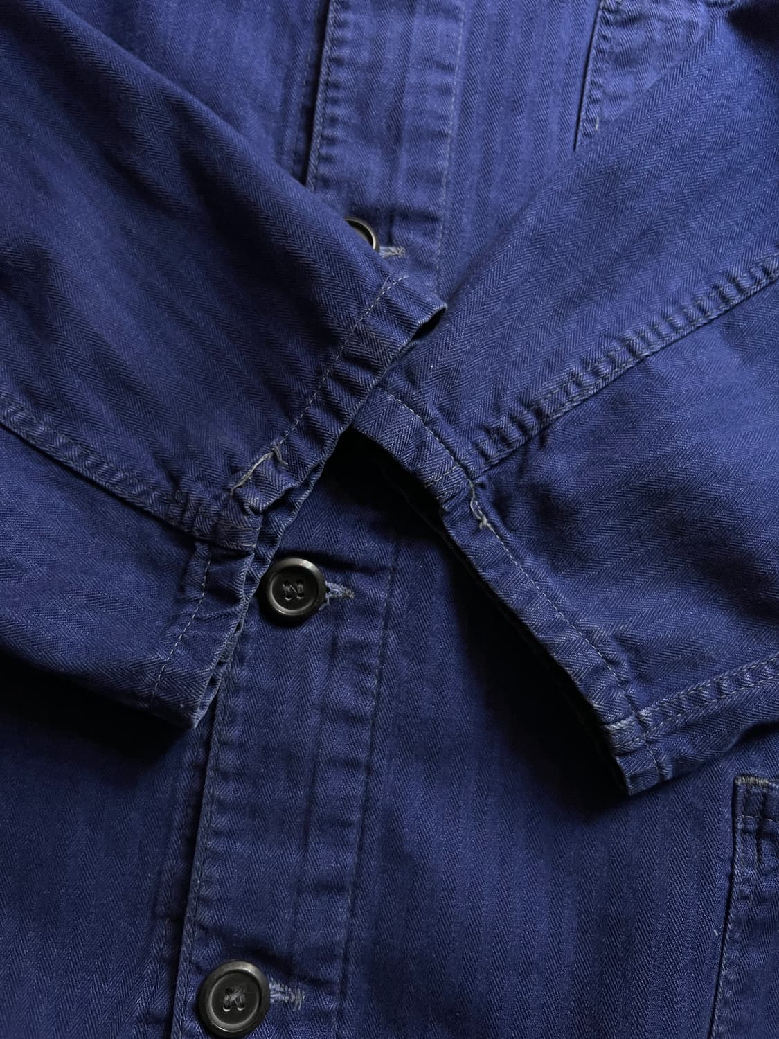 [XL]빈티지 페인팅 3포켓 HBT 프렌치 워크 자켓 상품이미지5