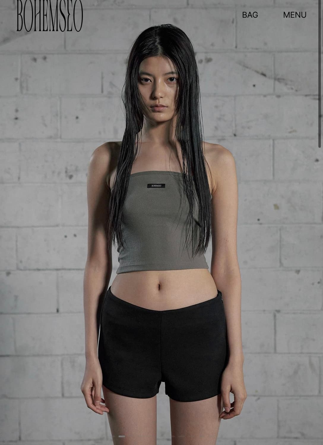 보헤미안서울 베이직 튜브탑 카키 상품이미지2