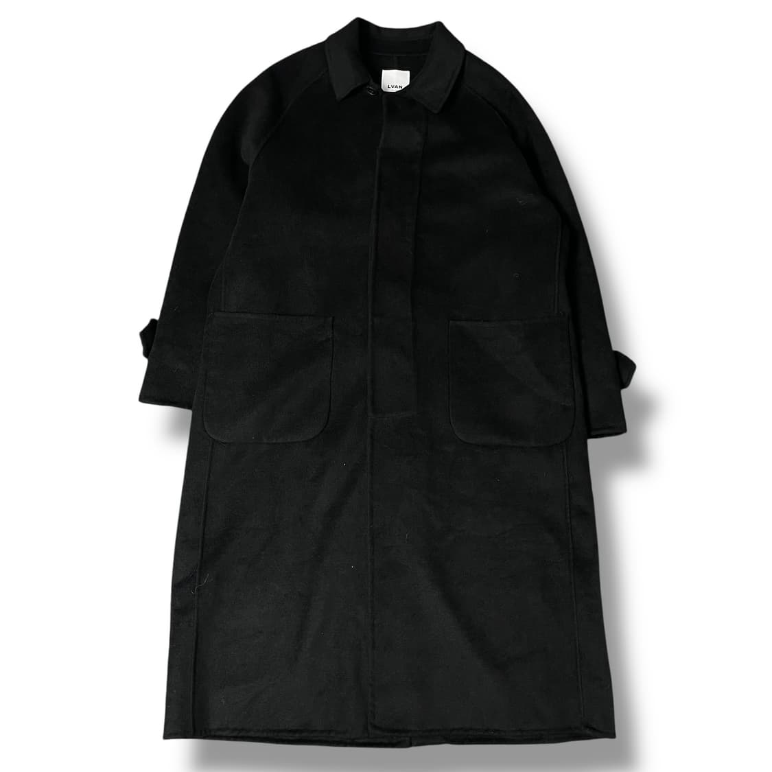 LVAN 블랙 투포켓 핸드메이드 롱 코트 상품이미지1