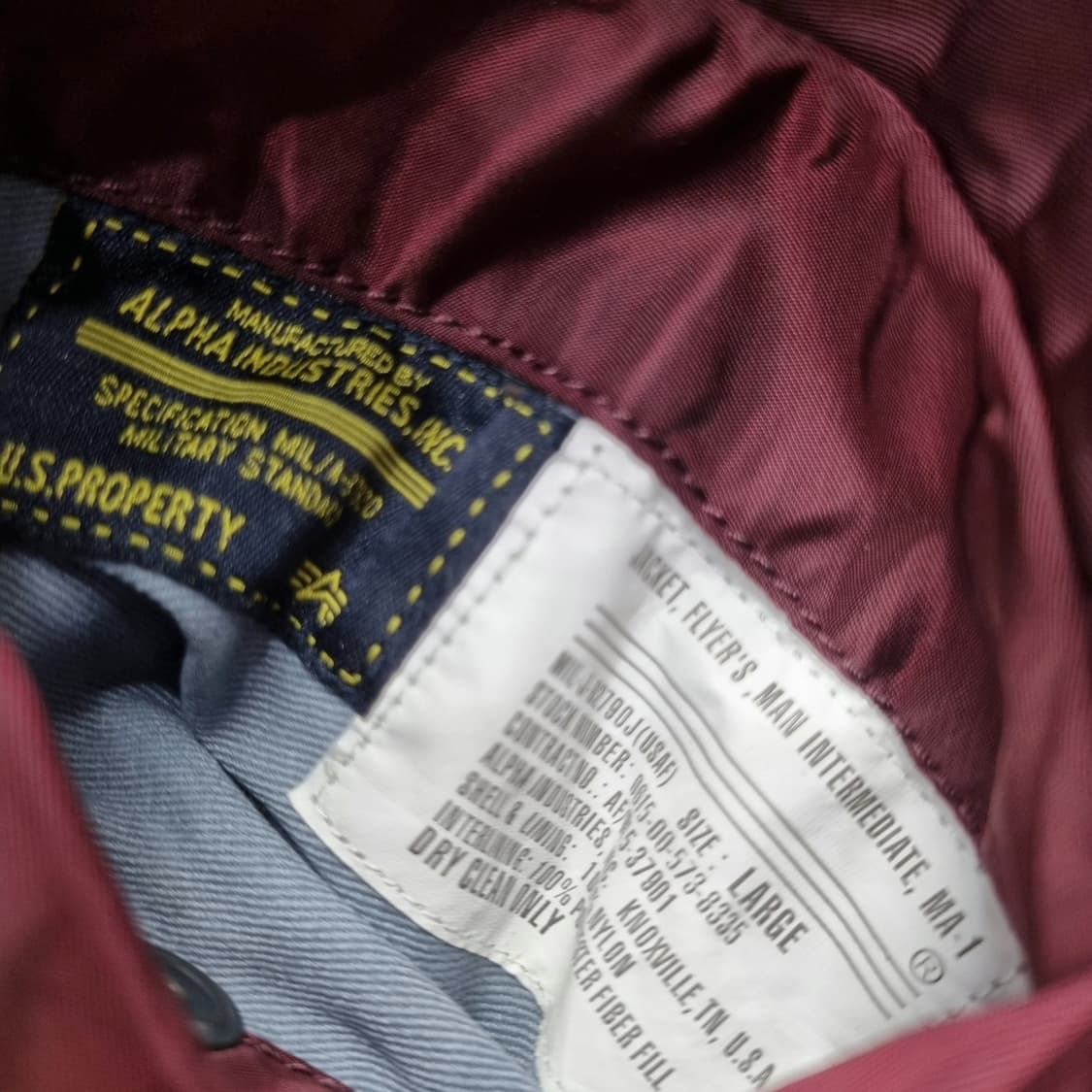 알파인더스트리 MA-1 항공점퍼 항공자켓 L 버건디 상품이미지4