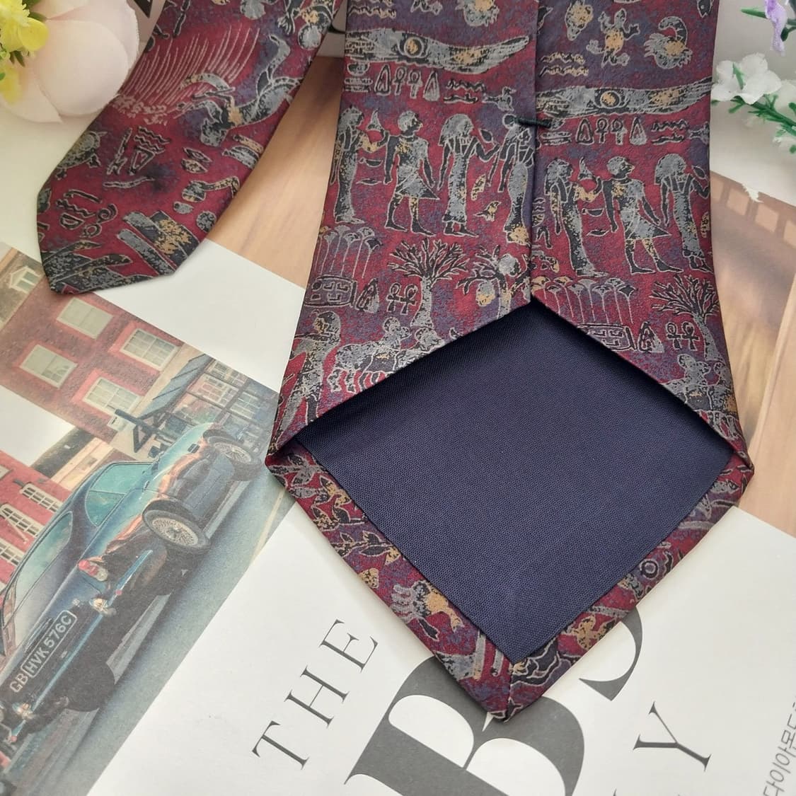비조소 실크 와인 이집트 패턴 넥타이 9.4cm A+등급 K1313
 상품이미지7