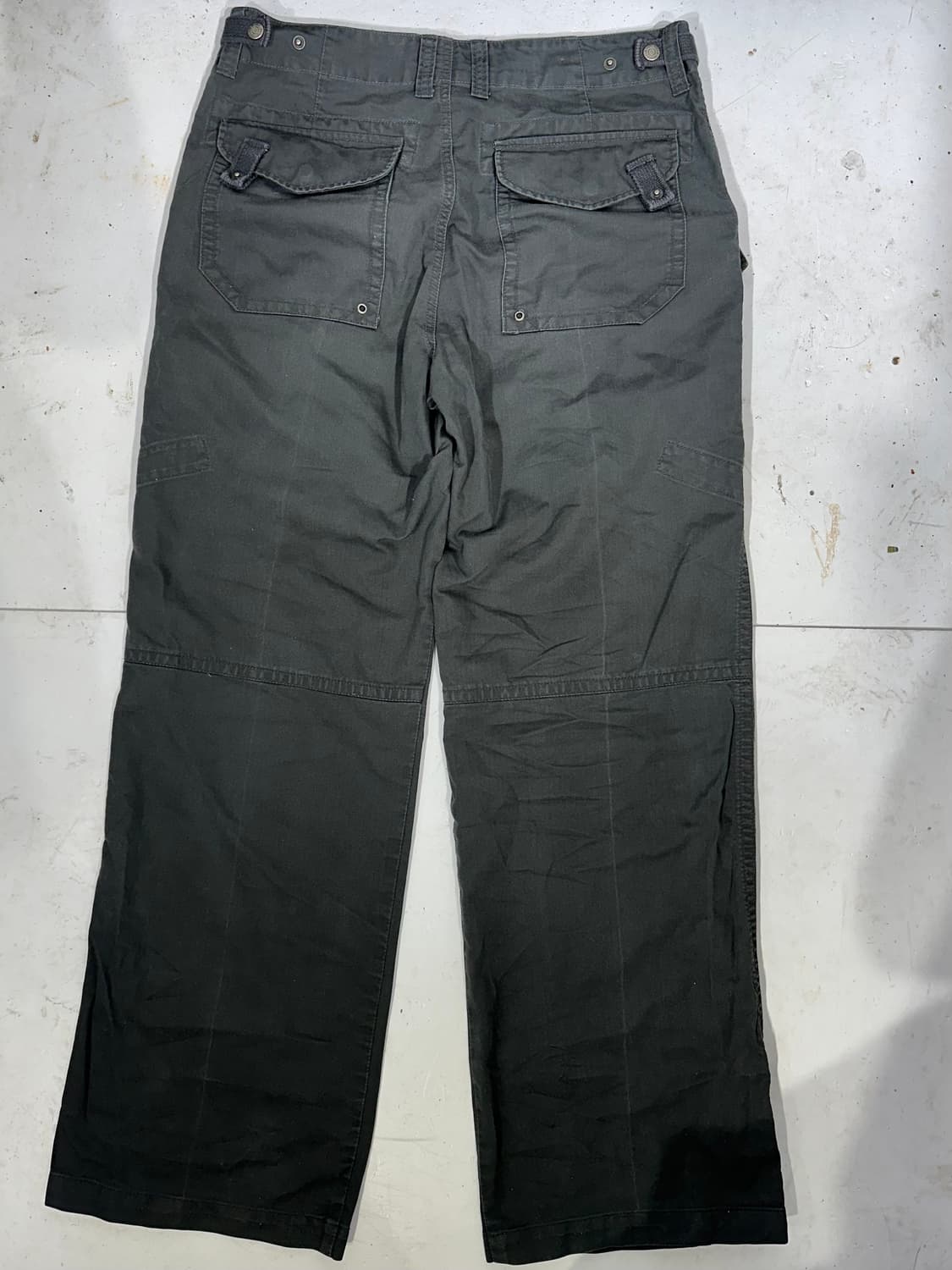 일본 빈티지 차콜 와이드 허리 스트랩 카고 데님 팬츠 건빵 바지  상품이미지5