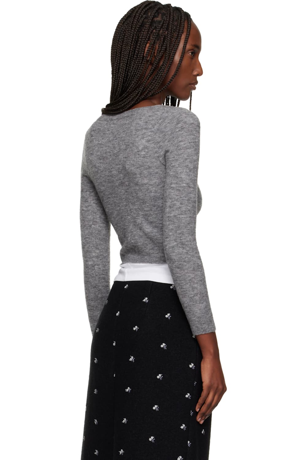 [6]슈슈통 25fw 와이드 라운드 넥 피티드 가디건/그레이 상품이미지6