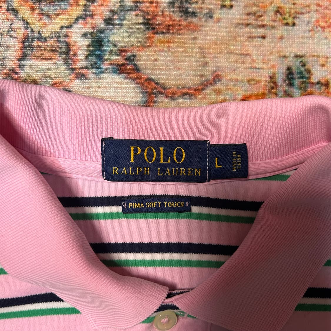 [XL] 폴로 랄프로렌 피마 소프트 터치 핑크 스트라이프 카라 반팔 상품이미지3
