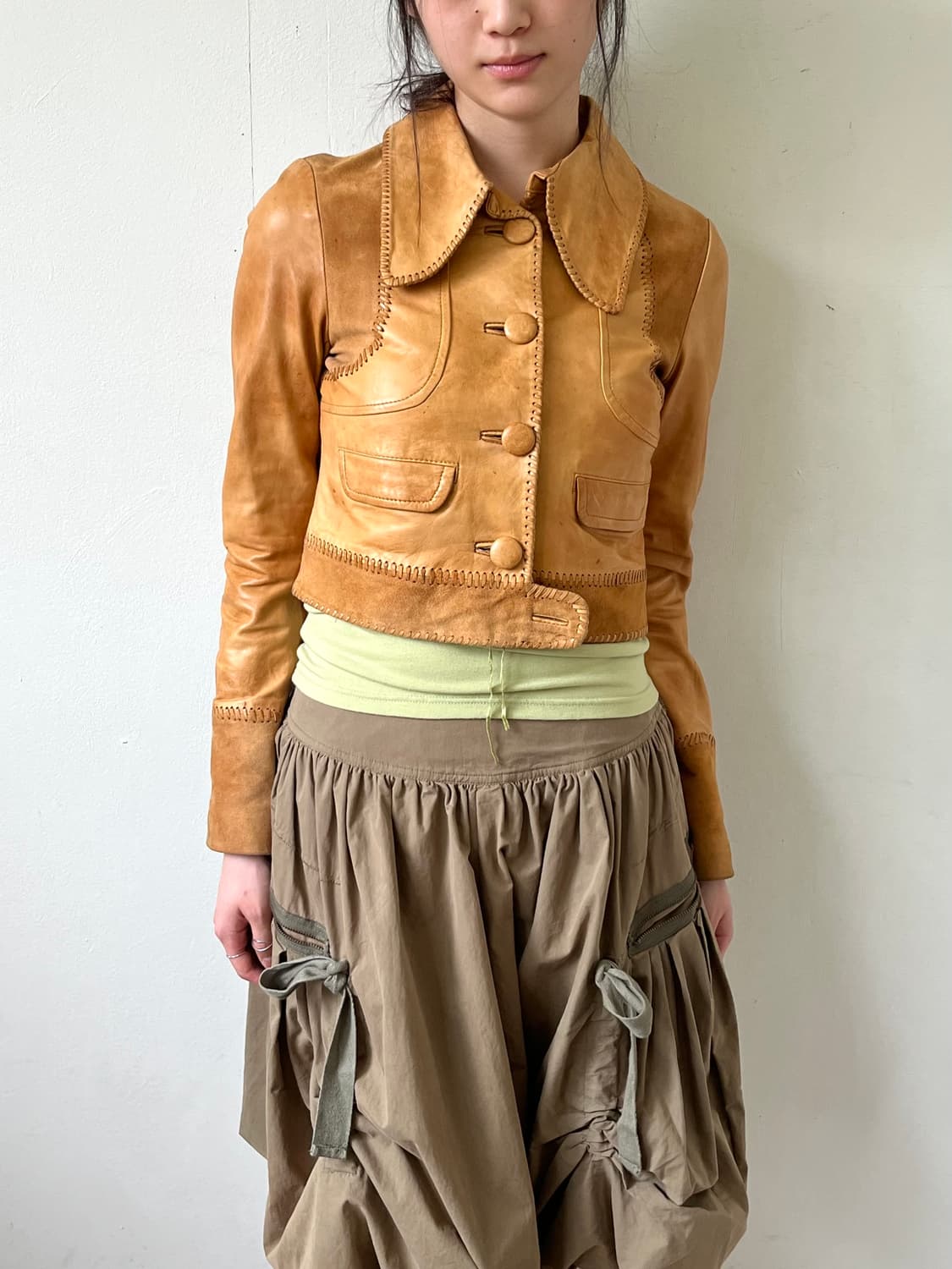 MOUSSY VINTAGE 카멜 레더 숏 자켓 상품이미지7