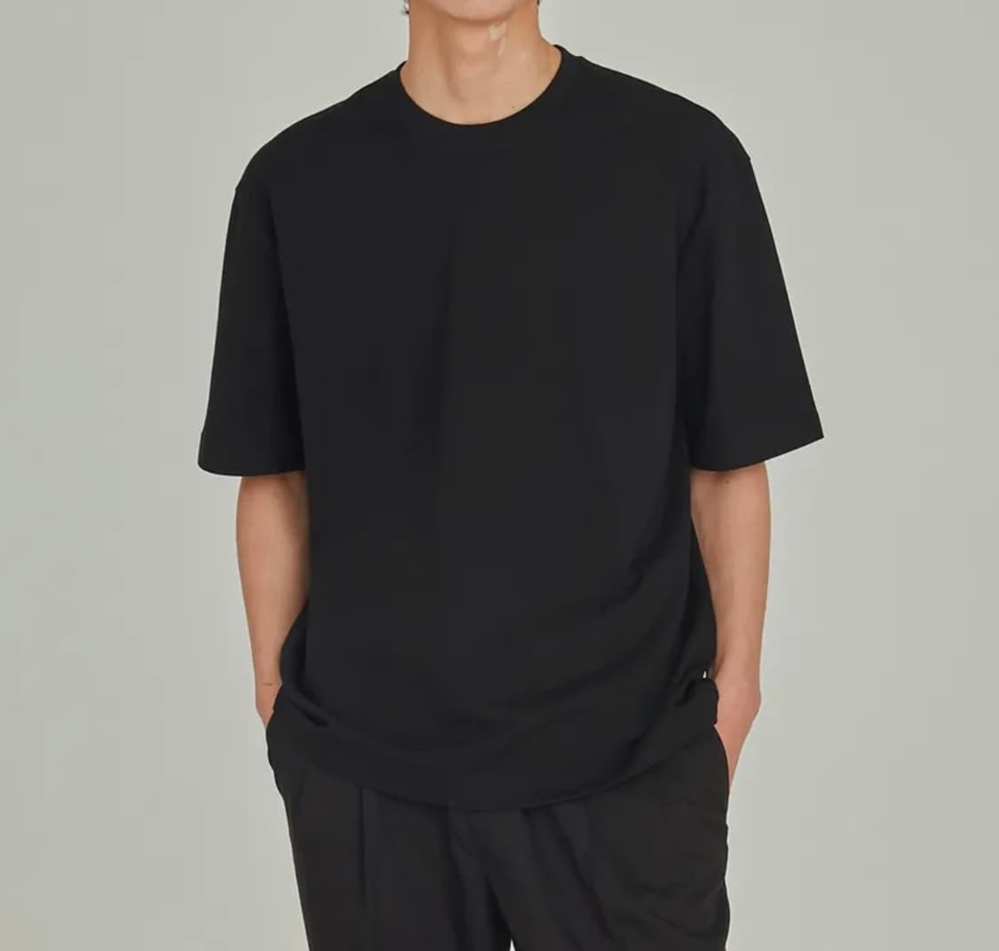 (새상품) 리우아 프리미엄CP 30 세미오버핏 반팔티 M (화이트/블랙) 상품이미지2