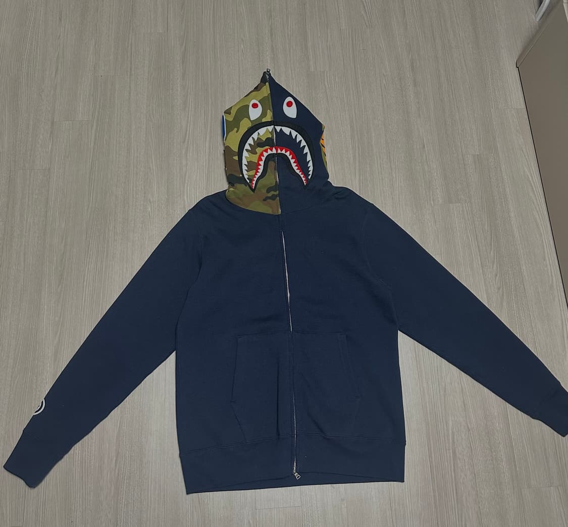 BAPE 1st Shark Full Zip Hoodie Navy 상품이미지8