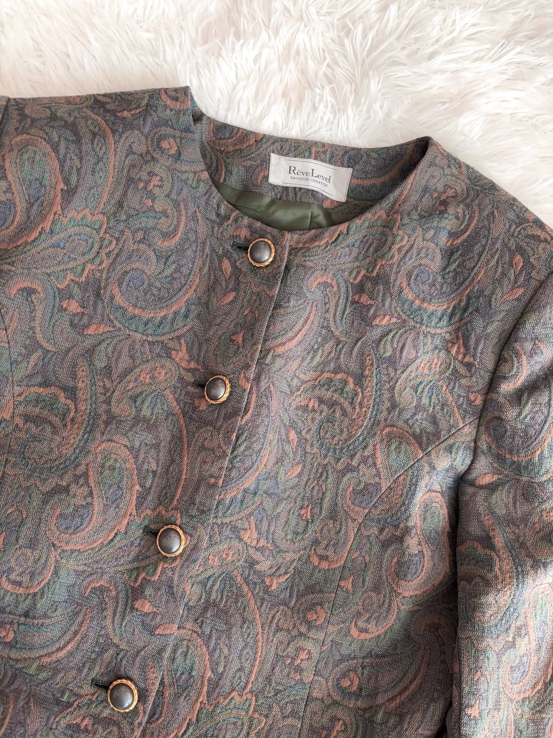 울60 아방가르드 에스닉 오리엔탈 페이즐리 패턴 빈티지 자켓 상품이미지3