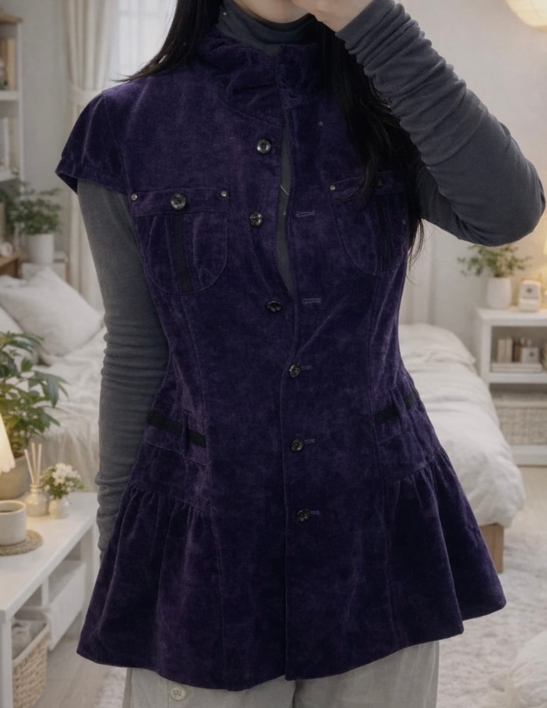 corduroy purple one-piece 상품이미지1