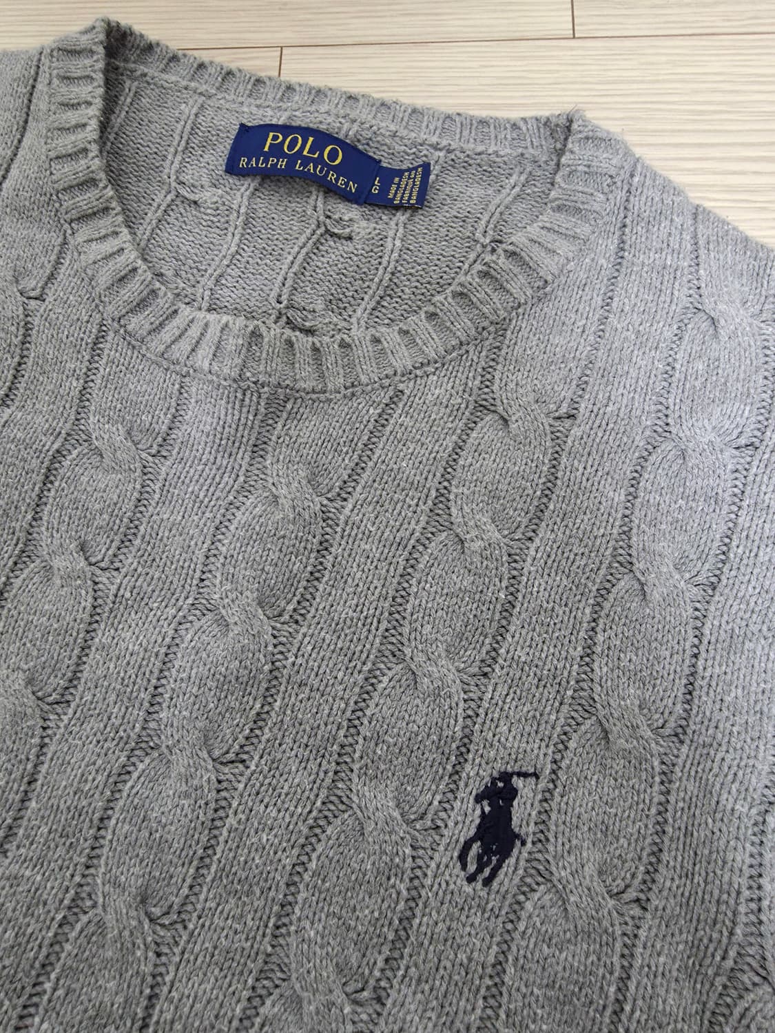 폴로 케이블 니트 그레이 L 상품이미지2