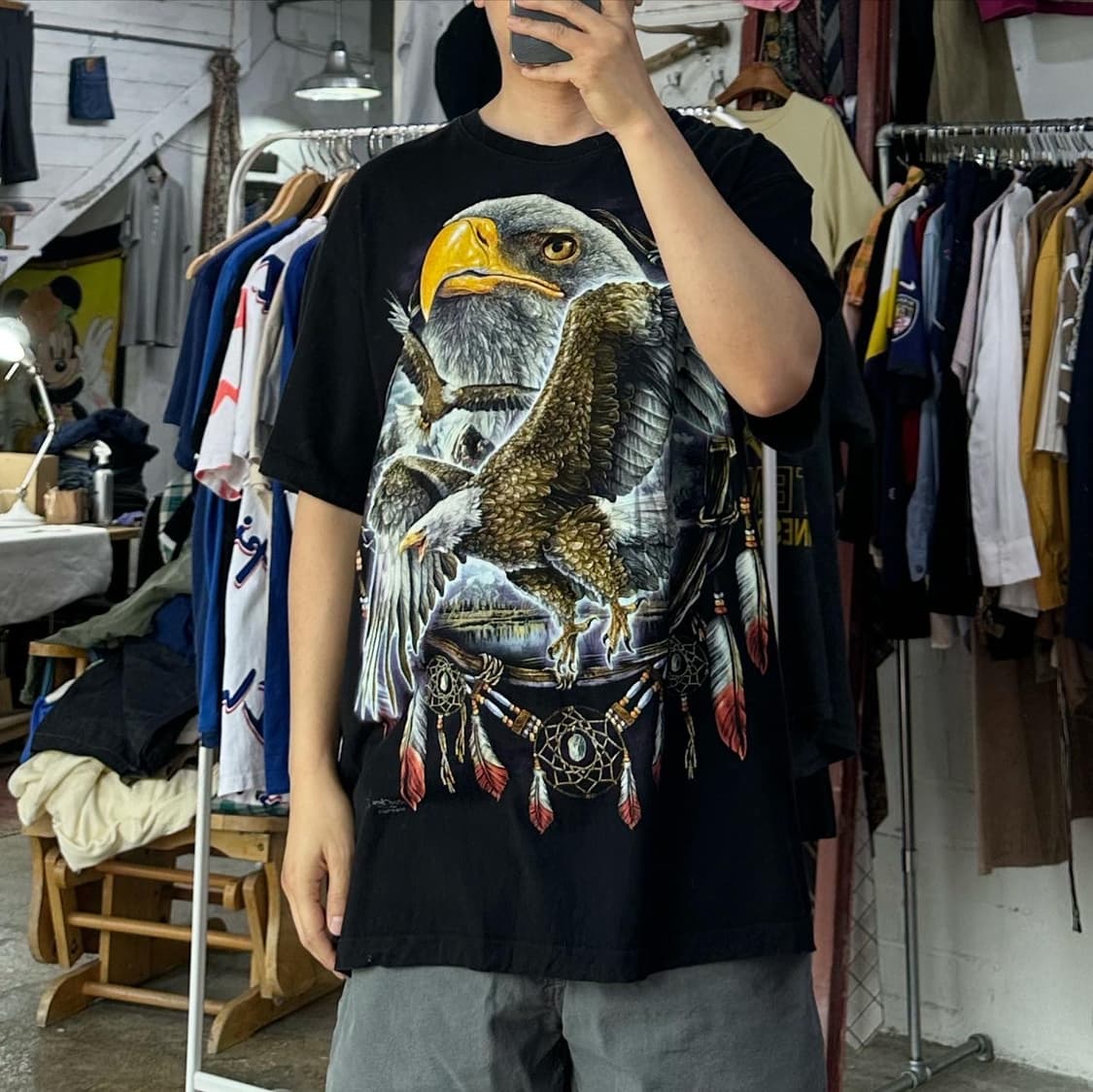 (착용컷) 이글 프린팅 반팔 티셔츠 (105) 상품이미지2