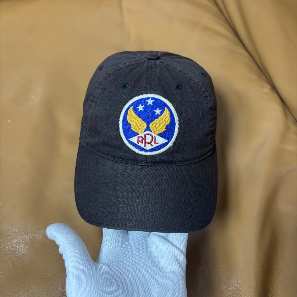 RRL 더블알엘 랄프로렌 폴로 윙로고 6패널 볼캡 모자 워시드 블랙 상품이미지2