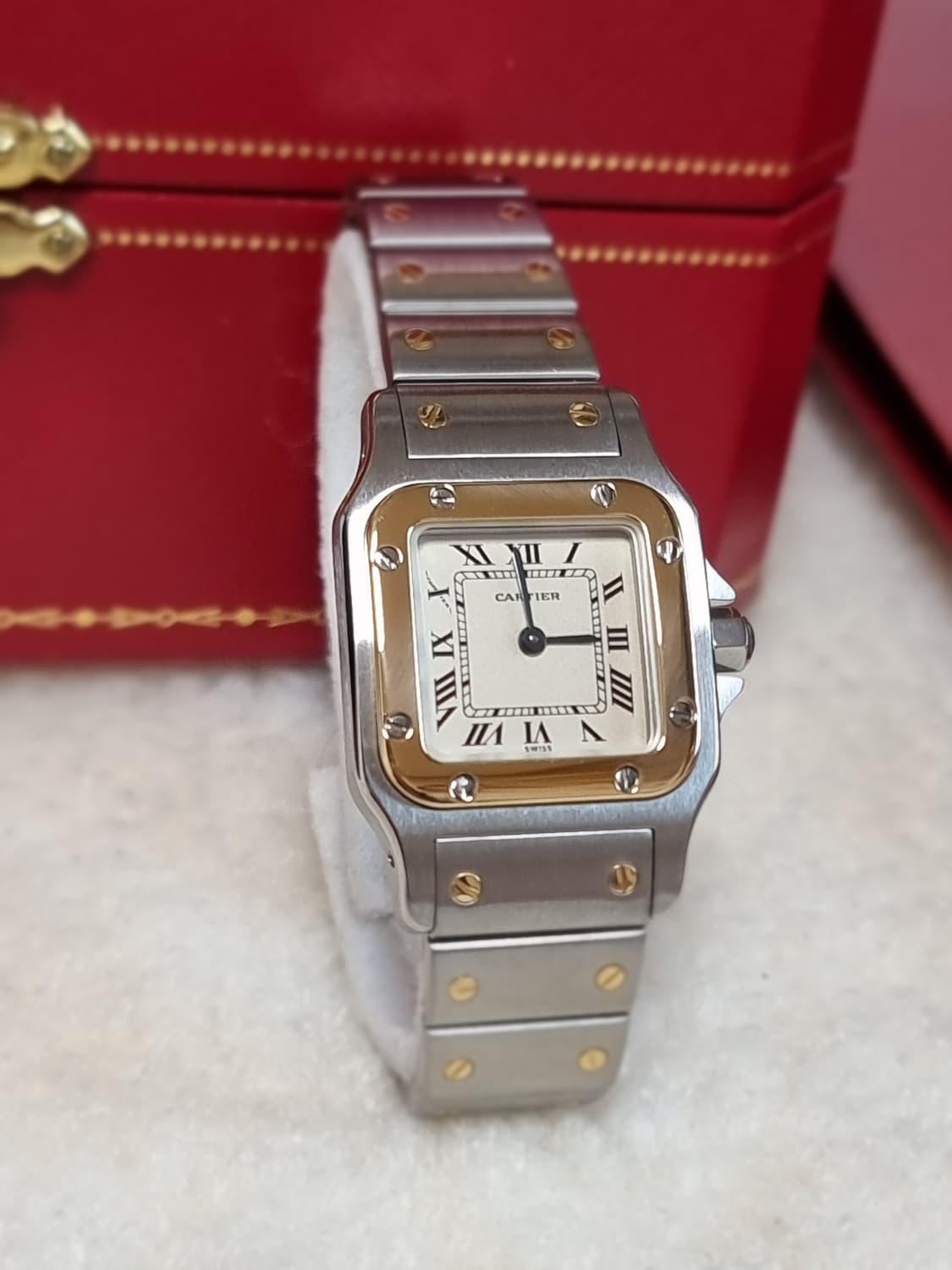 까르띠에 산토스 갈베 18K 쿼츠 로만다이얼 스몰 여성시계 90년대 상품이미지2