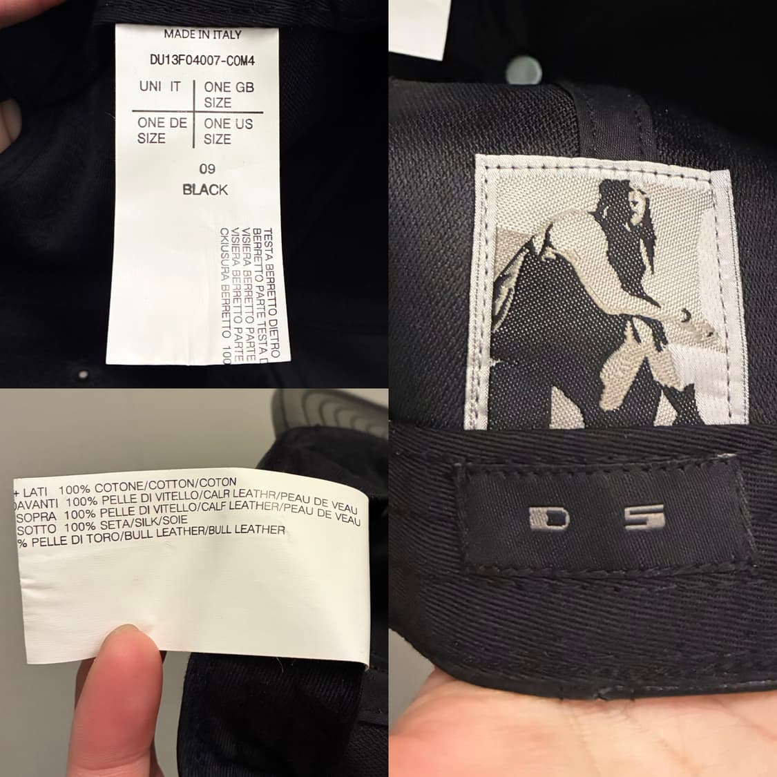 (F)릭 오웬스 다크쉐도우 카프스킨 레더 볼캡 모자 블랙 상품이미지9