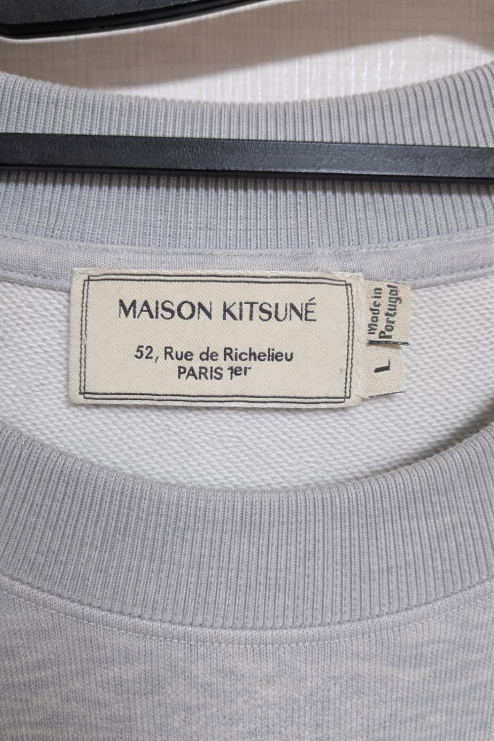 [L] 메종키츠네 폭스 헤드 자수 맨투맨 그레이 상품이미지3