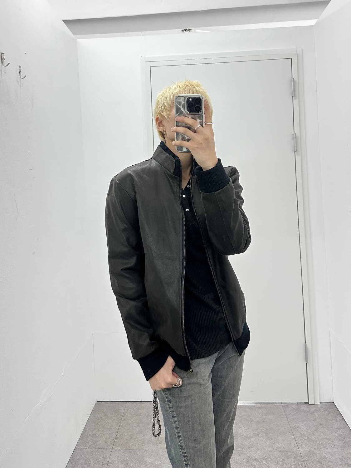 Grunge dark brown coating bomber 상품이미지2