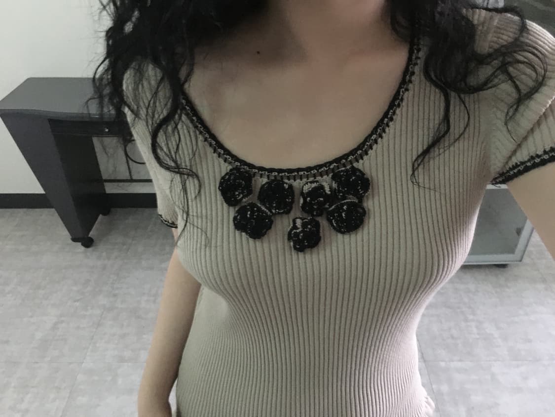 flower ribbed top 상품이미지2