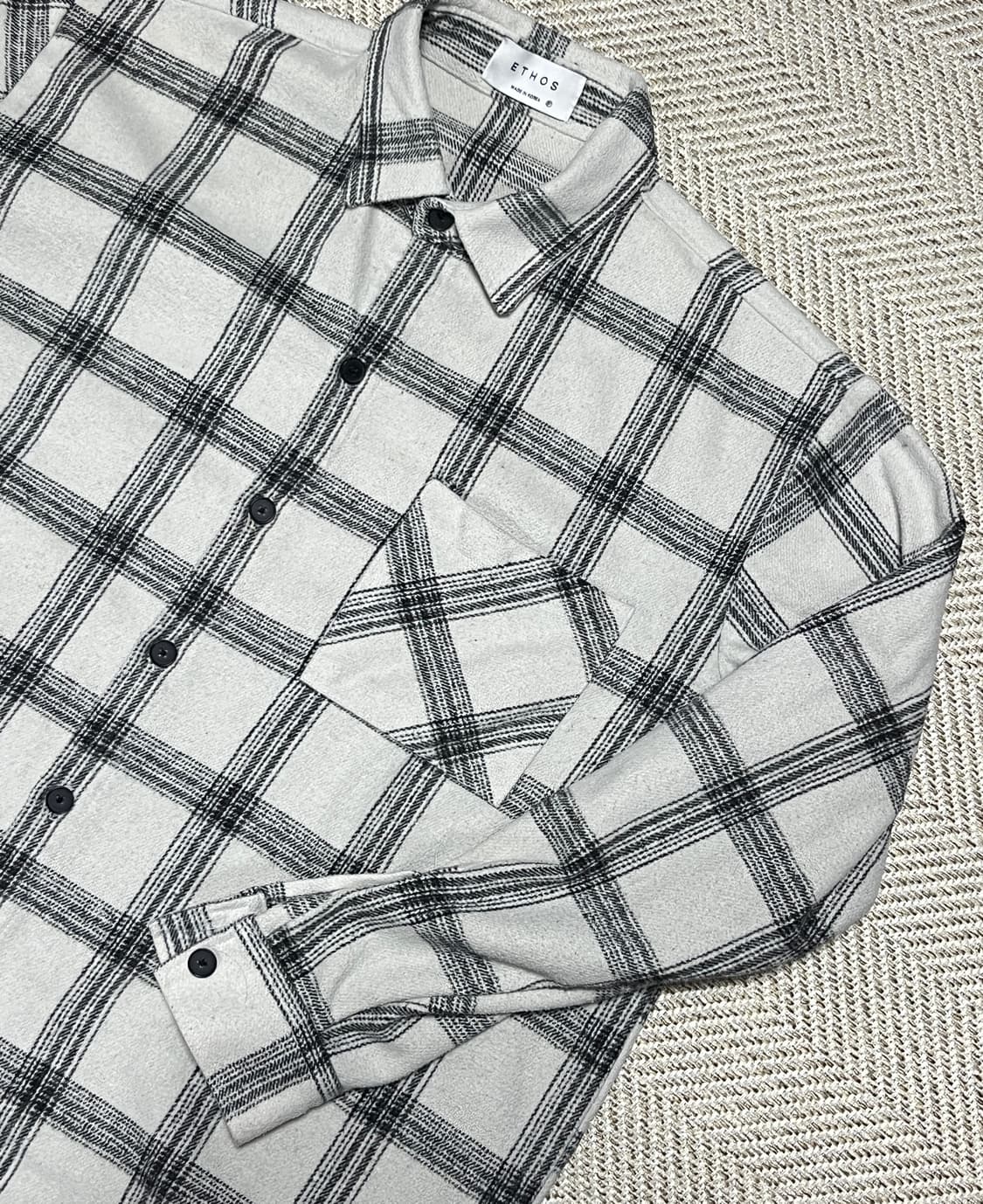 ETHOS 에토스 오버핏 크롭 체크 셔츠 남방 2XL 상품이미지8