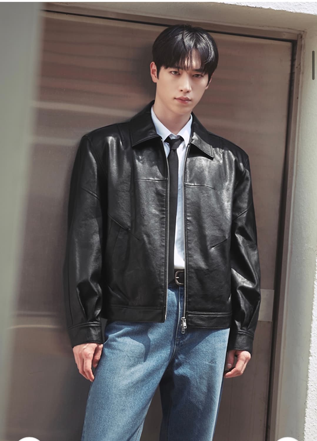 (L) [서강준PICK] 드로우핏 인시전 레더 블루종 자켓 [BLACK] 상품이미지1