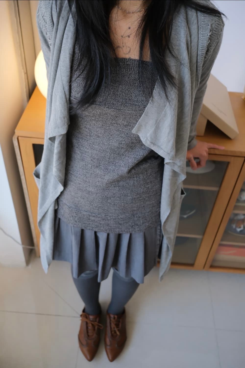 Embroidered cashmere drape cardigan 상품이미지1