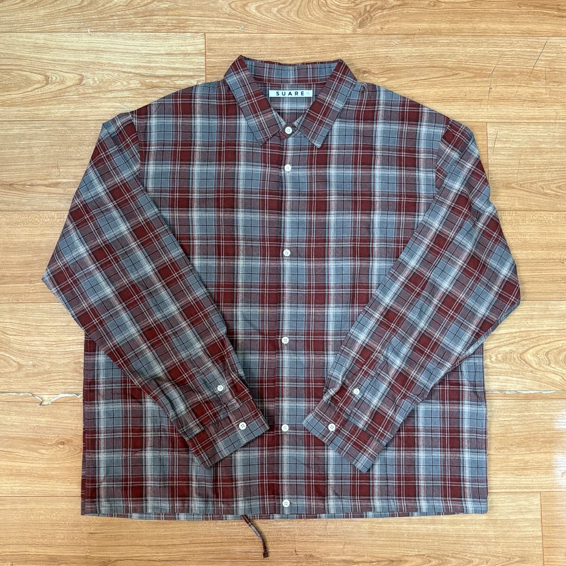 수아레 데일리 스트링 체크셔츠 인디레드 M 상품이미지1