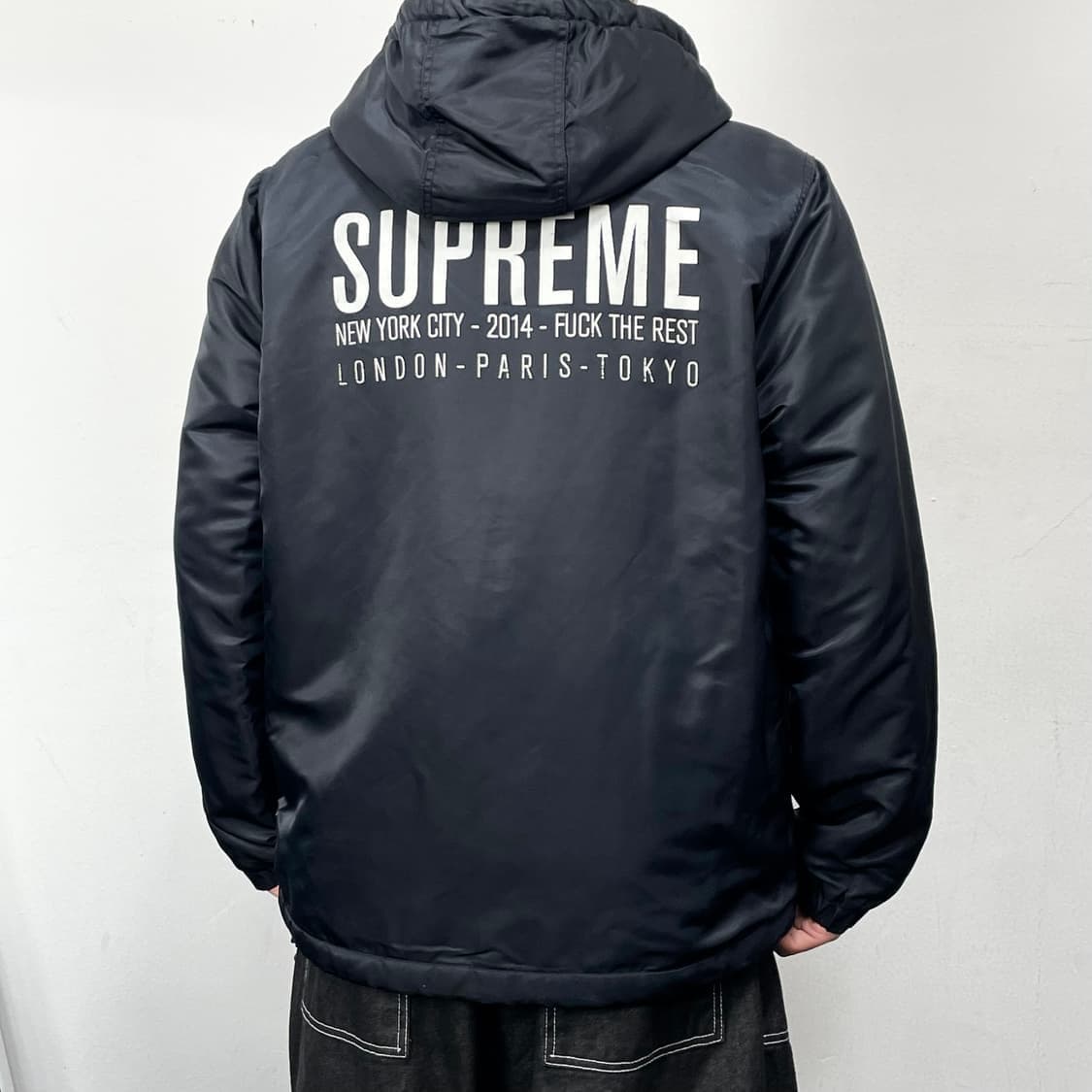 Supreme 슈프림 14Fw 풀오버 트윌 사틴 아노락 네이비 상품이미지1