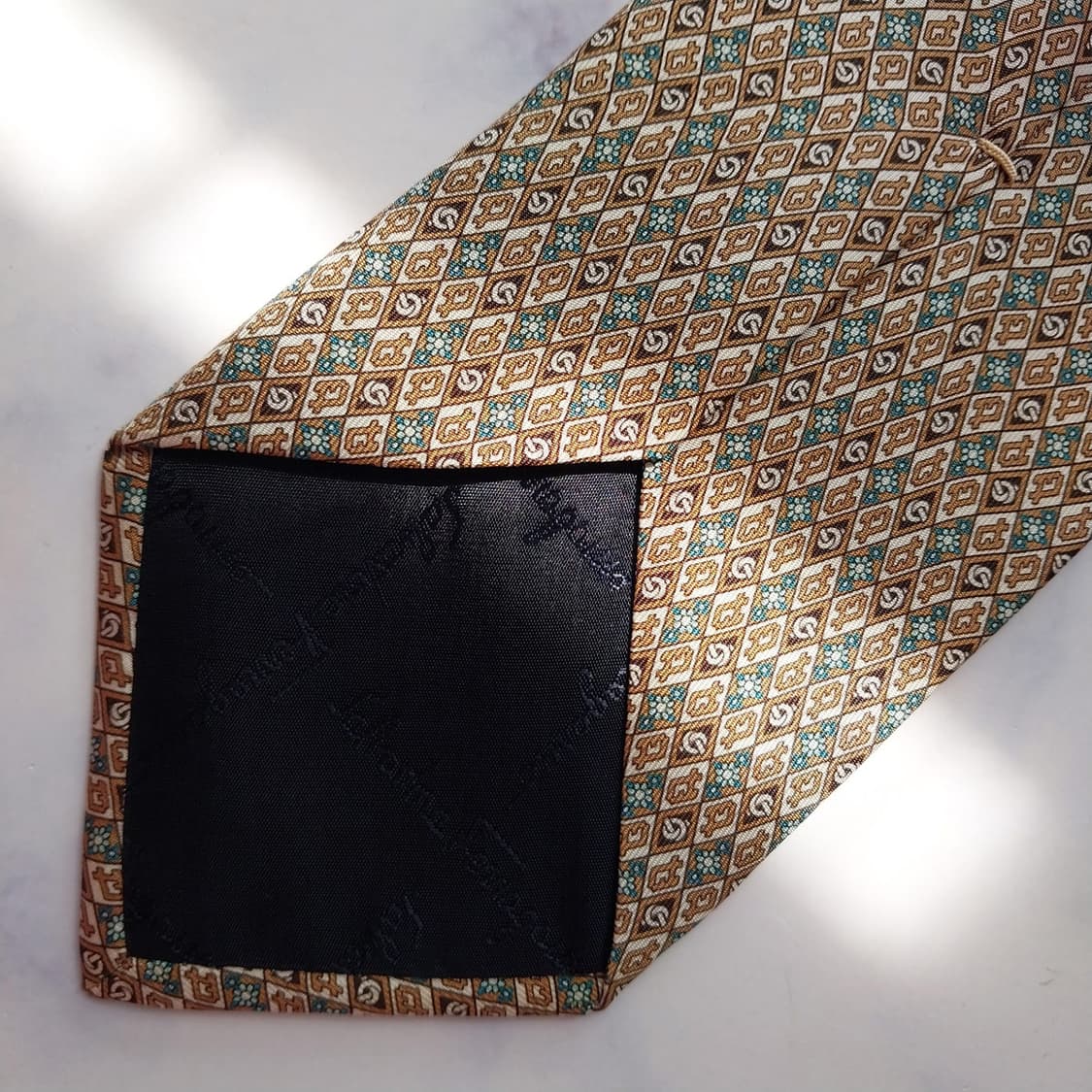 살바토레 페라가모 실크 브라운 패턴 넥타이 9.3cm A+등급 K2401 상품이미지8