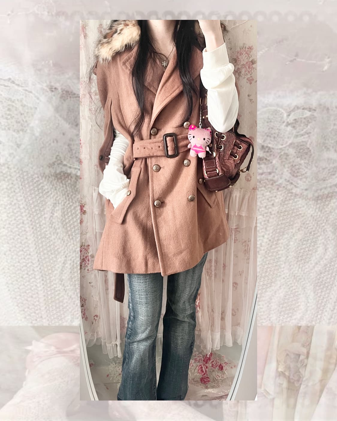 JPN brand ギャル fur cape blet coat 상품이미지6