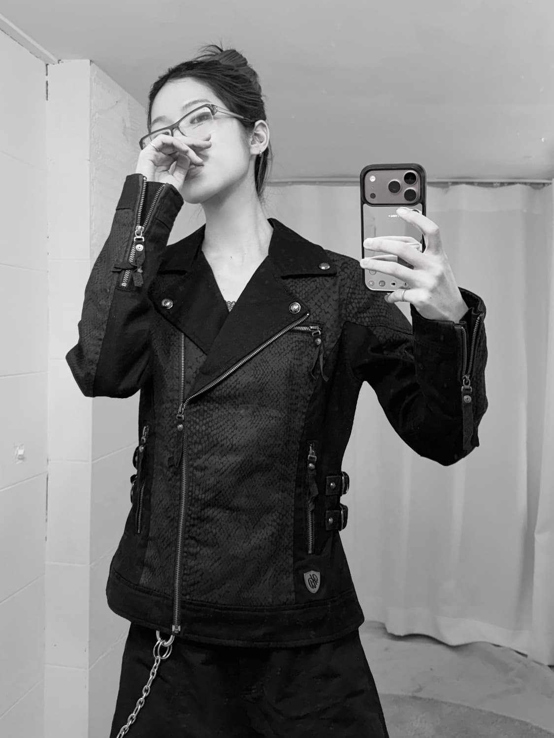 할리데이비슨 파이톤 배색 코튼 라이더 자켓 상품이미지1